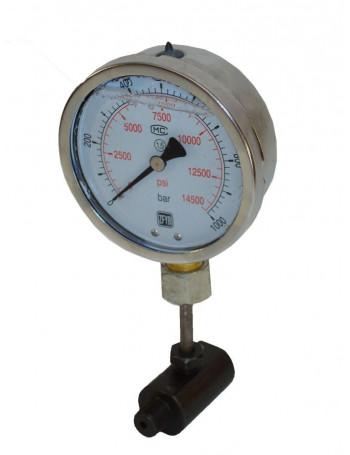 Manometer handpomp 1000bar - kast 100mm incl. koppeling