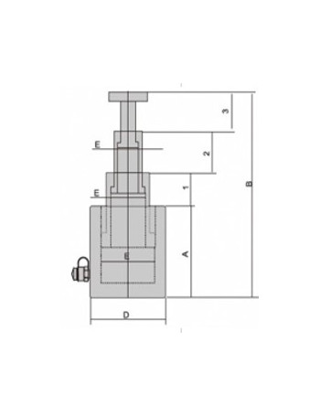 Enkelw telescopische cilinder 50T- slag 300mm hoogte 350mm