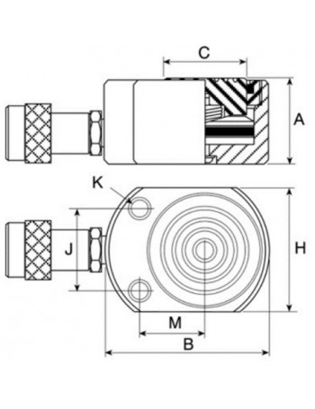 Enkelwerkende universele cilinder 5T- 7mm hoogte 41,5mm