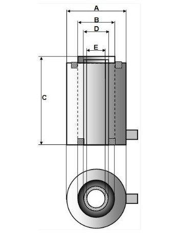 EW cilinder holle plunjer 30T-50mm hoogte 180mm schroefdr